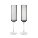 Ferm Living Ripple Champagne Flutes Sæt Af 2 Smoked Grey