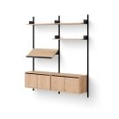 New Works Living Shelf Cabinets Low w. Doors - Oak / Black