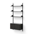 New Works Wall Shelf 1900 Cabinet Low w. Doors - Black Ash / Black