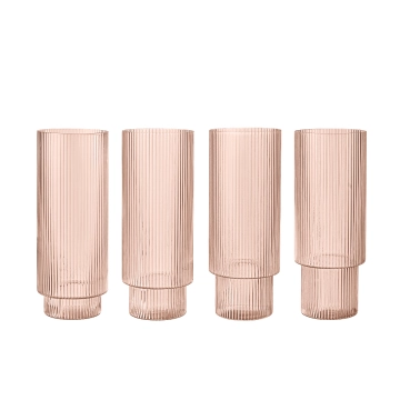 Ferm Living Ripple Long Drink Glas 4-pak