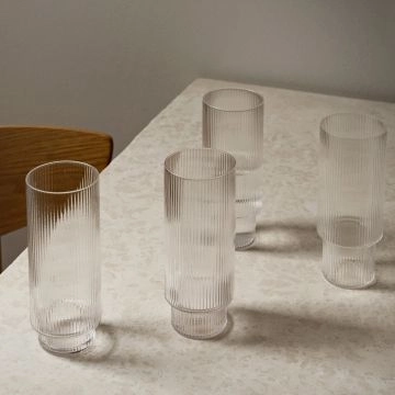 Ferm Living Ripple Long Drink Glas 4-pak