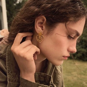 Maanesten Beate Øreringe Guld