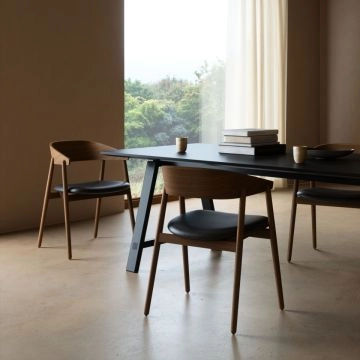 Andersen Furniture AC2 Stol Eg/Røget Mat Lak - Sort Læder