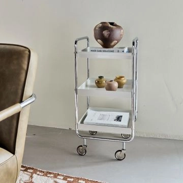 House Doctor Trolley Roll Råhvid Krom
