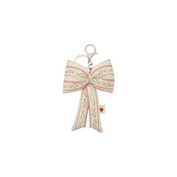 Maanesten Fabric Bow Keychain Summer Stripes Peach
