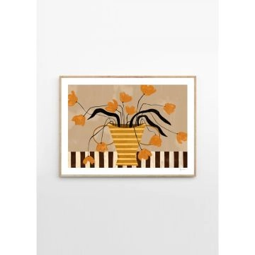 The Poster Club Frankie Penwill Flowers In Yellow Striped Vase