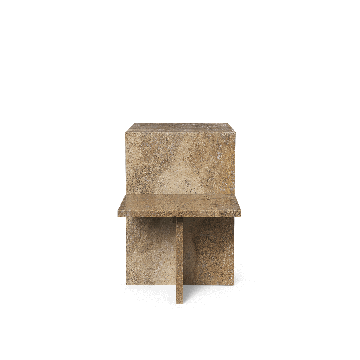 Ferm Living Distinct Side Table Dark Brown Travertine