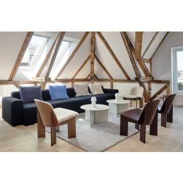 HAY Chisel Lounge Chair Oak Front upholstery Sense Cognac