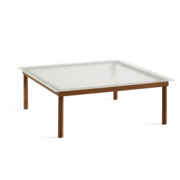 HAY Kofi Sofabord 100 x 100 x h 36 cm Valnød clear reeded glass