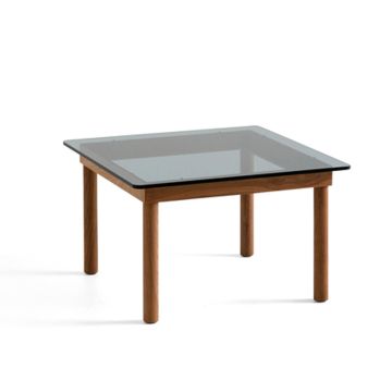 HAY Kofi Sofabord 60 x 60 x h 36 cm Valnød grey tinted glass