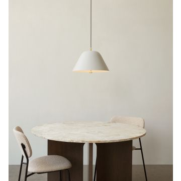 Audo Copenhagen Androgyne spisebord, Dark Stained Oak Base, Kunis Breccia Sand Top