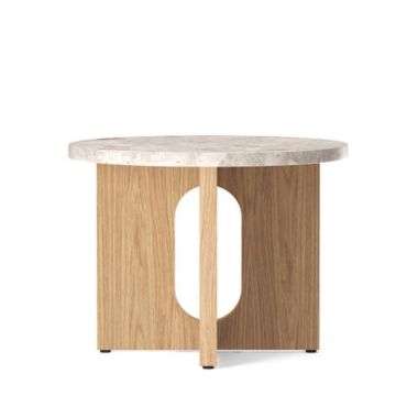 Audo Copenhagen Androgyne Side Table Ø50 Natural Oak Base, Kunis Breccia Tabletop