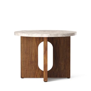 Audo Copenhagen Androgyne Side Table Ø50 Walnut Base, Kunis Breccia Tabletop