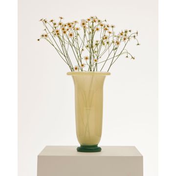 HAY Empire Vase Large Sand With Lemon Rim Green Base