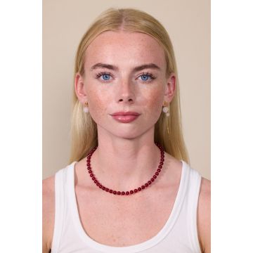 Soï Rød Jade Krystal halskæde